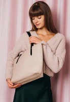 Женский кожаный шоппер Walker Mini светло-бежевый флотар TW-WALKER-BEIGE-FLO