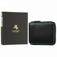 Женский кожаный кошелек с RFID защитой Visconti SP29 Picasso (Black Hawaii)