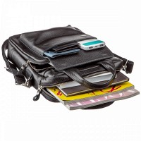 Мужская кожаная черная сумка SHVIGEL 11167