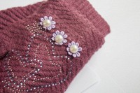 Вязаные розовые женские перчатки-митенки Shust Gloves