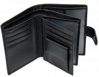 Кошелёк чёрный из натуральной кожи Vintage 14927