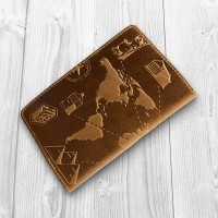Обложка для паспорта из кожи HiArt PC-02 Shabby Dingo 7 wonders of the world