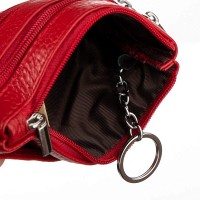 Женская кожаная косметичка-ключница Cosmetic A-00141 red