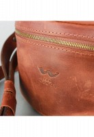 Женская кожаная поясная сумка светло-коричневая винтажная TW-BELTBAG-KON-CRZ