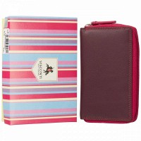 Женский кожаный кошелек с RFID защитой Visconti RB98 Aruba (Plum Multi)