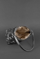 Кожаная плетеная женская сумка BlankNote Пазл черная Krast BN-BAG-32-G