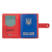 Обложка для паспорта из кожи Hi Art «7 wonders of the world» PB-02/1 Shabby Red Berry