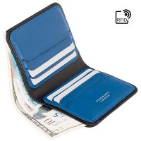 Кожаный мужской кошелек Visconti VSL34 Lank c RFID (Black-Cobalt)