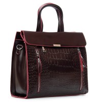 Женская кожаная сумка классическая ALEX RAI 5052 bordo croco