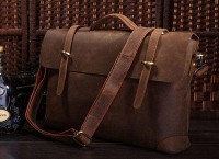 Мужской кожаный коричневый портфель John McDee jd7082r