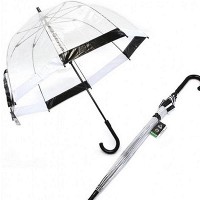 Механический женский прозрачный зонт-трость FULTON BIRDCAGE-1 L041 - BLACK WHITE