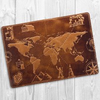 Обложка для паспорта из кожи HiArt PC-02 Crystal Amber 7 wonders of the world