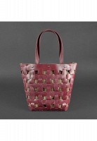 Кожаная плетеная женская сумка BlankNote Пазл Xl бордовая Krast - BN-BAG-33-VIN