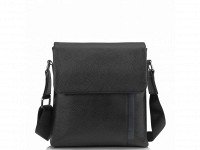 Кожаная мужская сумка через плечо  черная Tiding Bag A25F-9913A