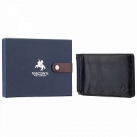 Мужской зажим для купюр из кожи Visconti AT70 Miles (Blue)
