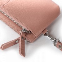 Женская кожаная косметичка Cosmetic  A-00276 pink