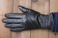 Перчатки женские чёрные кожаные сенсорные 950s2 M Shust Gloves