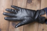 Перчатки женские чёрные кожаные сенсорные 948s2 M Shust Gloves