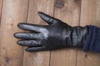 Перчатки женские чёрные кожаные сенсорные 948s3 L Shust Gloves