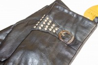 Перчатки женские чёрные кожаные 782s2 M Shust Gloves