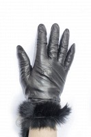 Перчатки женские чёрные кожаные 746s1 S Shust Gloves