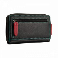 Женский кожаный кошелек с RFID защитой Visconti RB98 Aruba (Black/Rhumba)