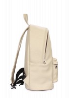 Стильный городской кожаный рюкзак Poolparty backpack-leather-beige