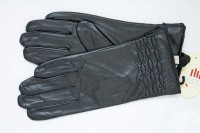 Черные удобные женские перчатки из натуральной кожи