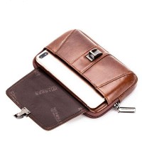 Кожаная коричневая сумка на пояс для смартфона Bull yb043