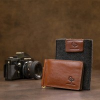 Кожаный зажим для купюр GRANDE PELLE 11474 Коричневый