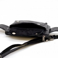 Мужская кожаная черная сумка на пояс TARWA ga-8134-3md