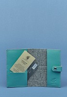 Фетровая женская обложка для паспорта BlankNote 1.1 с кожаными бирюзовыми вставками