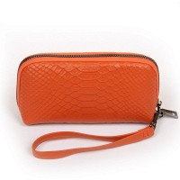 Женская кожаная косметичка Cosmetic 60095-16 orange
