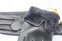 Перчатки женские чёрные кожаные 742s2 M Shust Gloves