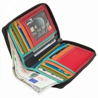 Женский кожаный кошелек с RFID защитой Visconti RB98 Aruba (Black/Rhumba)