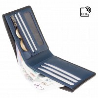 Мужское кожаное портмоне Visconti vsl33 bk/st bl с защитой RFID