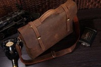 Мужской кожаный коричневый портфель John McDee jd7082r