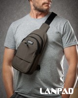 Мужская тканевая сумка-слинг Lanpad A4157 brown бол