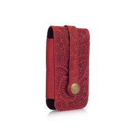 Ключница из кожи HiArt KH-03 Shabby Red Berry Buta Art