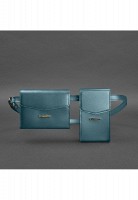 Набор женских кожаных сумок BlankNote  Mini поясная/ кроссбоди зеленые - BN-BAG-38-MALACHITE