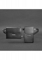 Набор женских кожаных сумок BlankNote  Mini поясная/ кроссбоди черные - BN-BAG-38-G