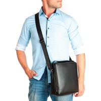 Мужская кожаная сумка через плечо BRETTON 3516-3 black