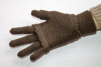 Коричневые вязаные женские перчатки-митенки Shust Gloves