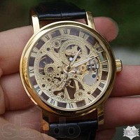 Мужские часы скелетон Winner Gold (1113)
