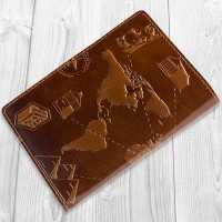 Обложка-органайзер для документов из кожи HiArt Crystal Amber 7 wonders of the world