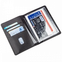 Чёрная кожаная обложка для автодокументов Shvigel 13985