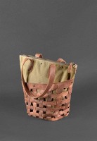 Кожаная плетеная женская сумка BlankNote Пазл L светло-коричневая Crazy Horse - BN-BAG-33-K-KR