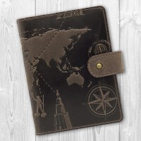 Картхолдер из кожи HiArt CH-06 Shabby Gavana Brown 7 wonders of the world