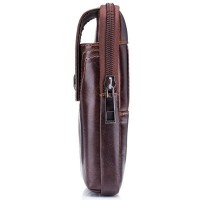 Кожаная коричневая сумка на пояс для смартфона Bull t1398