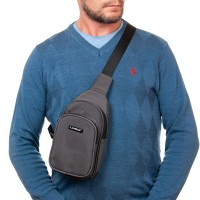 Мужская тканевая сумка-слинг Lanpad 63744 gray